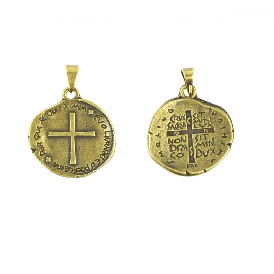MD Medalha das duas cruzes dourada - 22mm