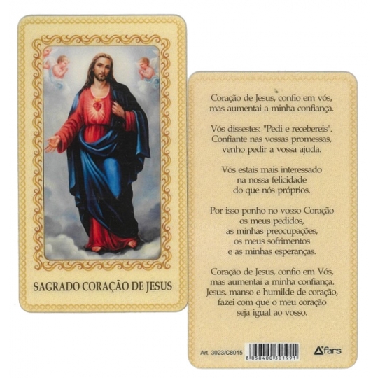 MD PAGELA PLASTIFICADA SAGRADO CORAÇAO DE JESUS 5,7x10,2cm